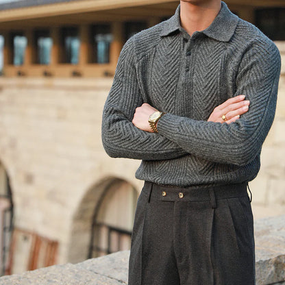 Cozy Cable Knit Long Sleeve Shirt for Men