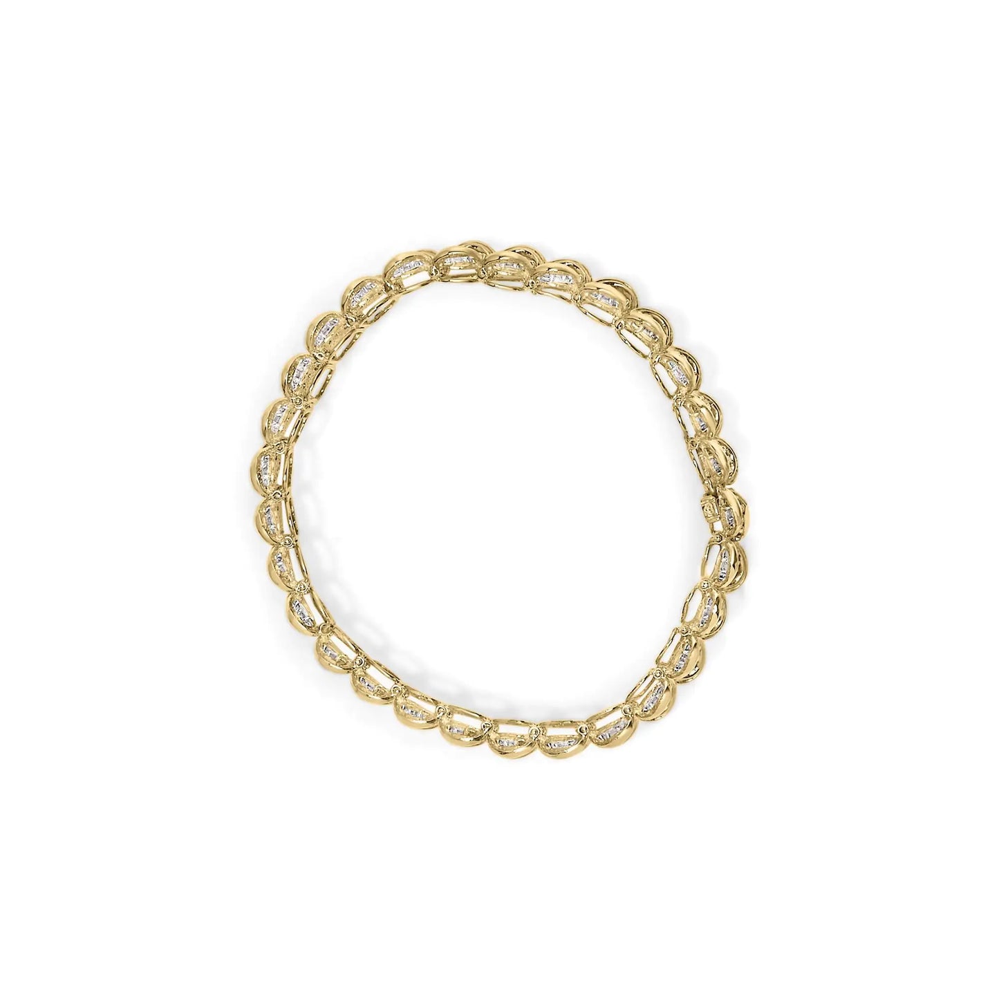 10K Yellow Gold 4ct Pave Diamond S-Link Bracelet