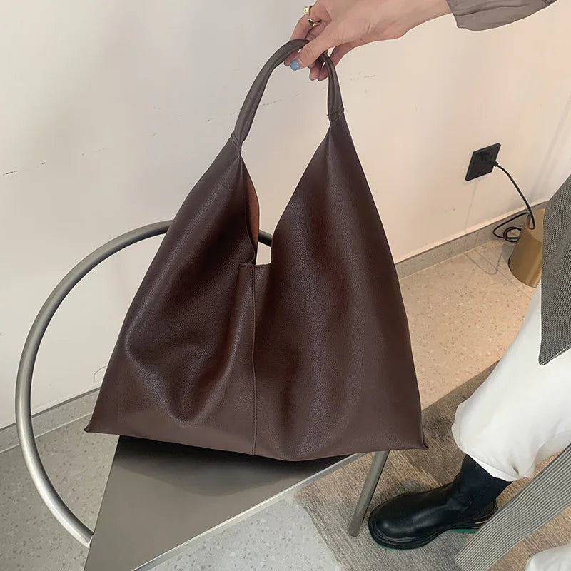 Soft Leather High-Capacity Tote Bag