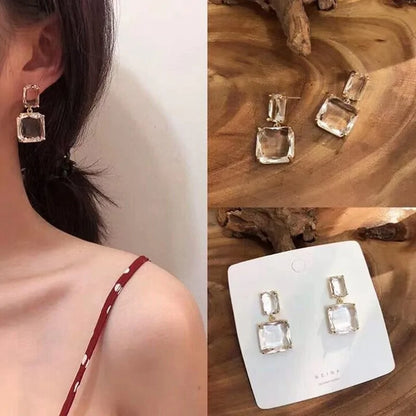 Luxury Square Crystal Dangle Earrings for Women