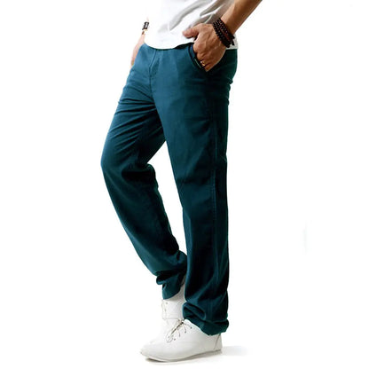 HOEREV Men Casual Beach Trousers linen Summer Pants Blue Large