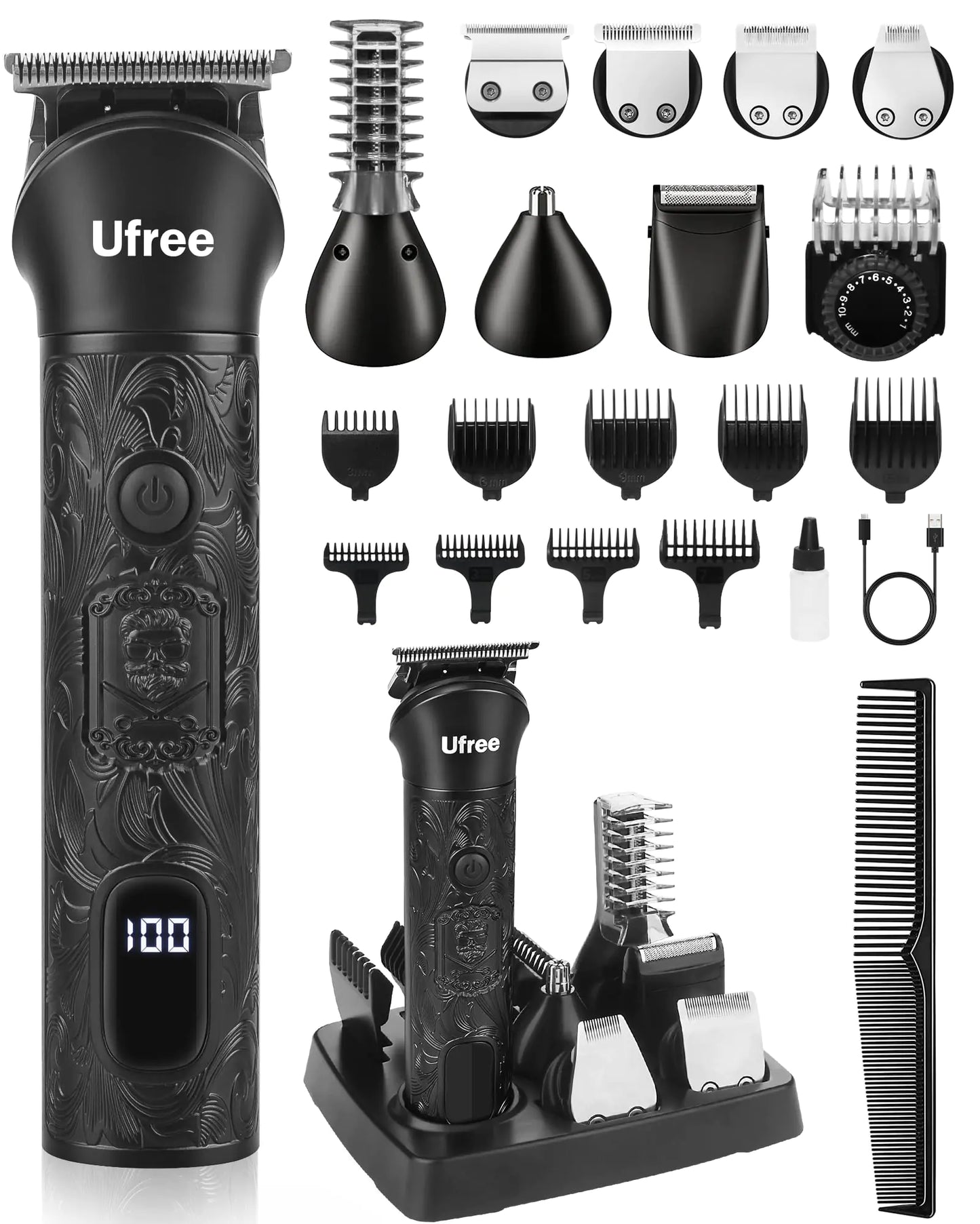 Ufree Beard Trimmer for Men Electric Razor Shavers for Men Cordless Hair Clippers 7 in 1 Men Grooming Kit for Mustache Body Nose and Facial Gifts for Men