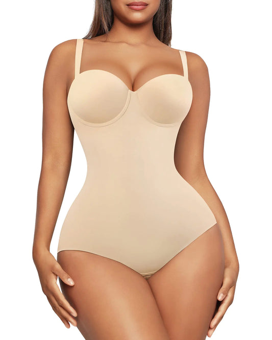 FeelinGirl Bodysuit Shapewear for Women Tummy Control Body Shaper Backless Bodysuit Tops Body Shaper with Built-in Bra