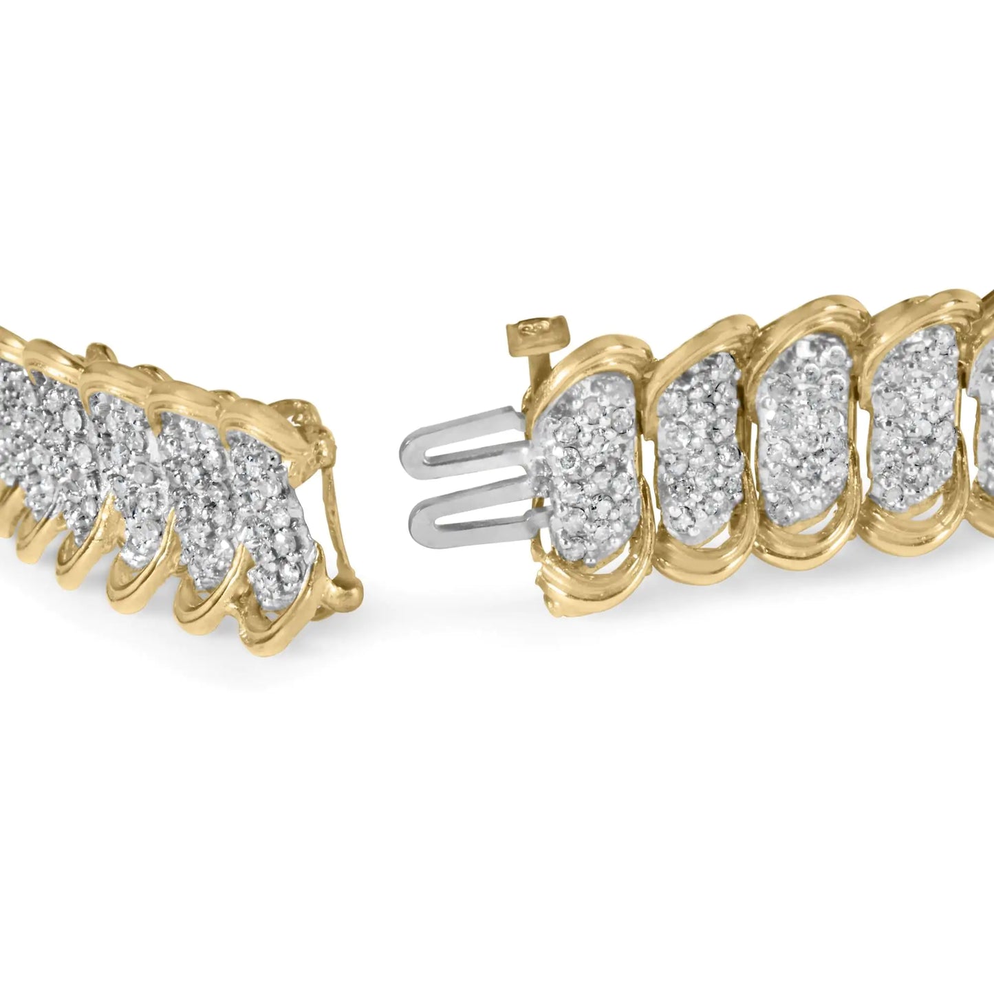 10K Yellow Gold 4ct Pave Diamond S-Link Bracelet