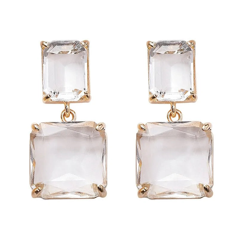 Luxury Square Crystal Dangle Earrings for Women