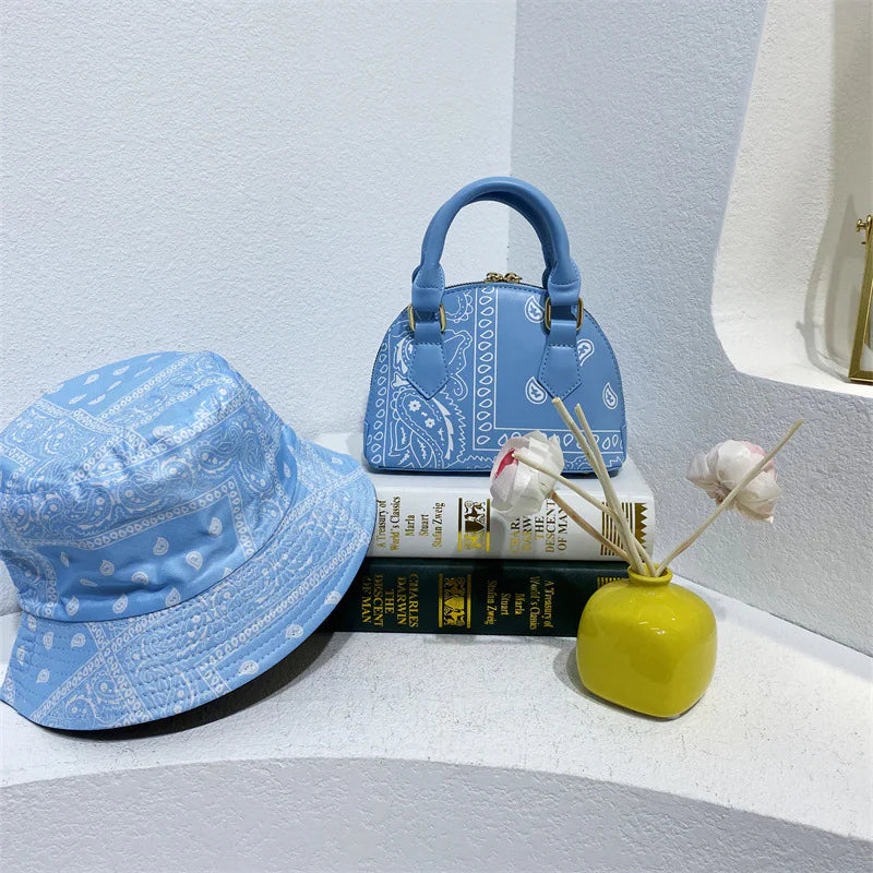 Cashew Flower Fisherman's Hat & Shell Handbag Set