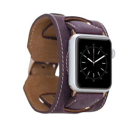 Leather Cuff Watch Strap for Apple Watches 49mm, Handmade, Multi-Series