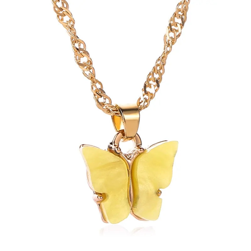 Gold Chain Butterfly Pendant Choker Necklace: Bohemian Beach Jewelry