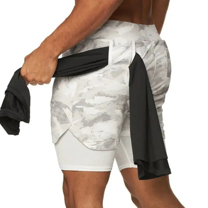 Camo 2-in-1 Running Shorts For Men