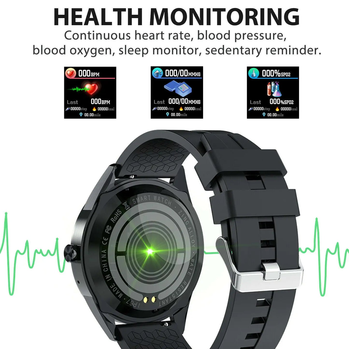 Waterproof Bluetooth Smart Watch Phone Mate Heart Rate Tracker For iOS Android