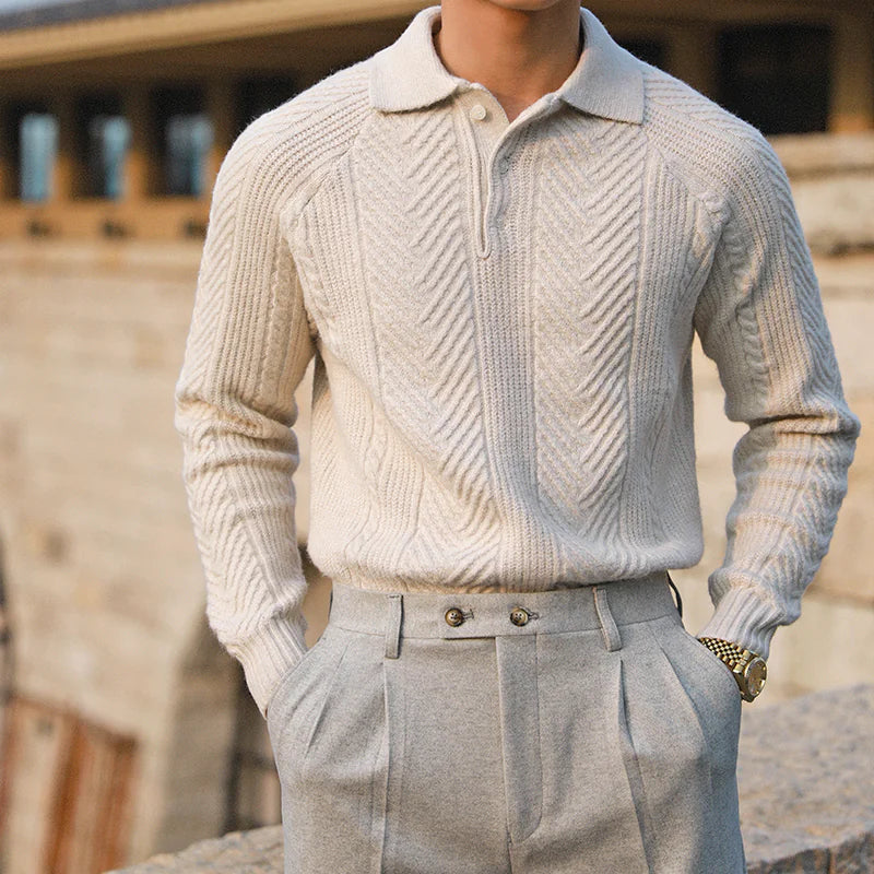 Cozy Cable Knit Long Sleeve Shirt for Men