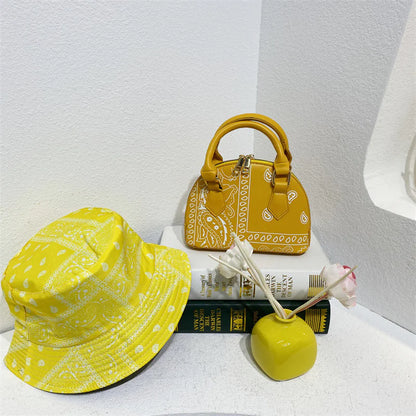 Cashew Flower Fisherman's Hat & Shell Handbag Set