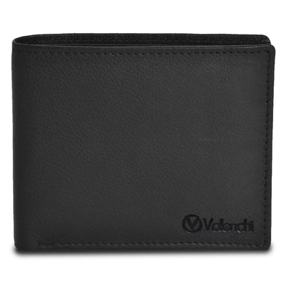 VALENCHI Leather Wallet For Men - RFID Blocking Wallet For Men - Slim Bifold Mens Wallet (Black Nappa)