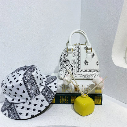 Cashew Flower Fisherman's Hat & Shell Handbag Set