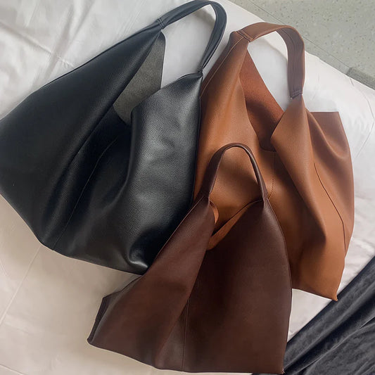 Soft Leather High-Capacity Tote Bag