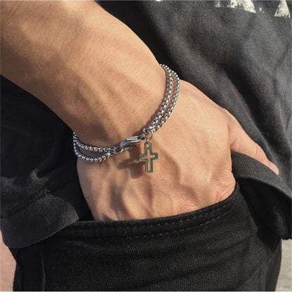 Men's Dual Chain Cross Pendant