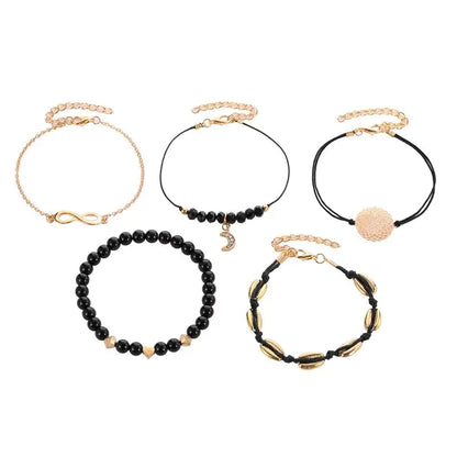 5-piece Bohemian Shell Moon Charm Bracelet Set for Women