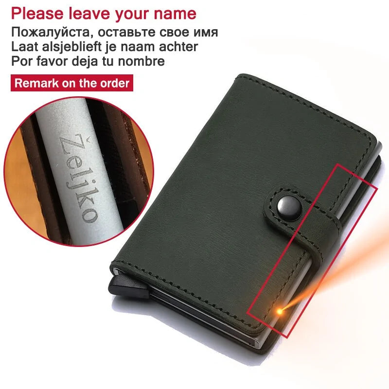 RFID Blocking Men Wallet ID Card Holder