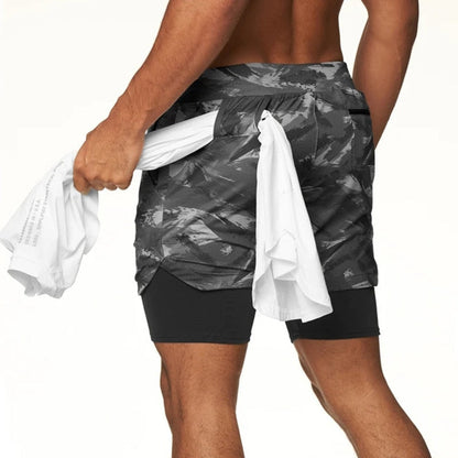 Camo 2-in-1 Running Shorts For Men