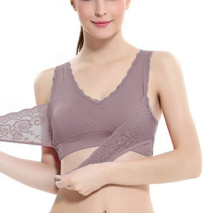 Seamless Push Up Vest Lace Bra