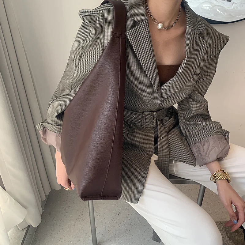 Soft Leather High-Capacity Tote Bag