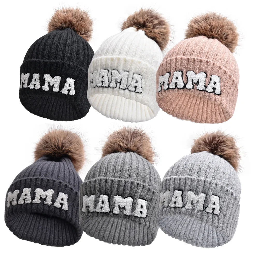 Kunyeah Family Beanie Trio with Pom-Poms