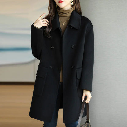 Chic Mid-Length Women's Wool Coat