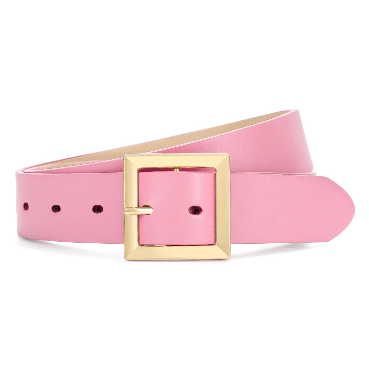 SUOSDEY Women Leather Belt for Jeans Dresses Pants Fashion Waist Belt Ladies Belts for Trendy with Gold Square Buckle