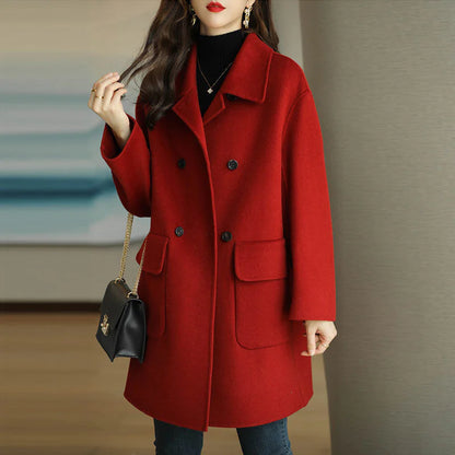 Chic Mid-Length Women's Wool Coat