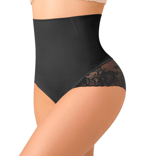 NaTen Lace Tummy Control Underwear Shapewear for Women High Waisted Panties Body Shaper Seamless Girdle Briefs Black