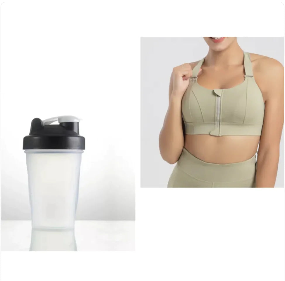 Seamless Wireless Push-Up Sports Bra with a Bottle