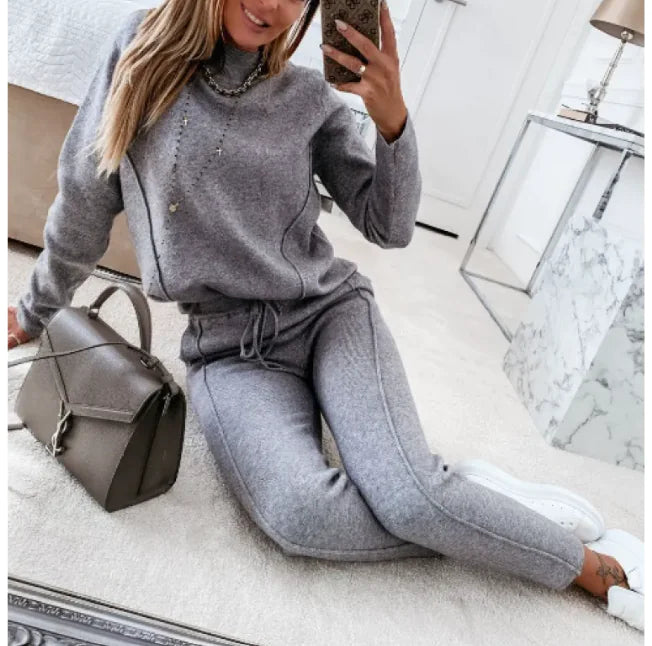 Turtle Neck Long Sleeve Fleece Trousers