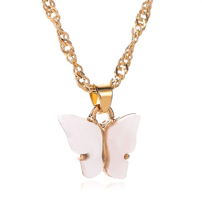 Gold Chain Butterfly Pendant Choker Necklace: Bohemian Beach Jewelry