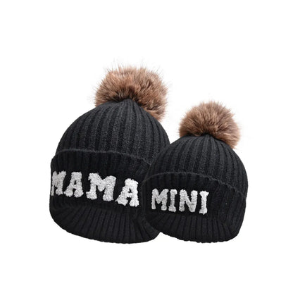 Kunyeah Family Beanie Trio with Pom-Poms