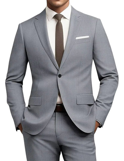 CYANDUSTY Mens 2 Piece Suit Slim Fit Grey Suits for Men Wedding Groom Suit Prom Tuxedo for Men Party Dinner