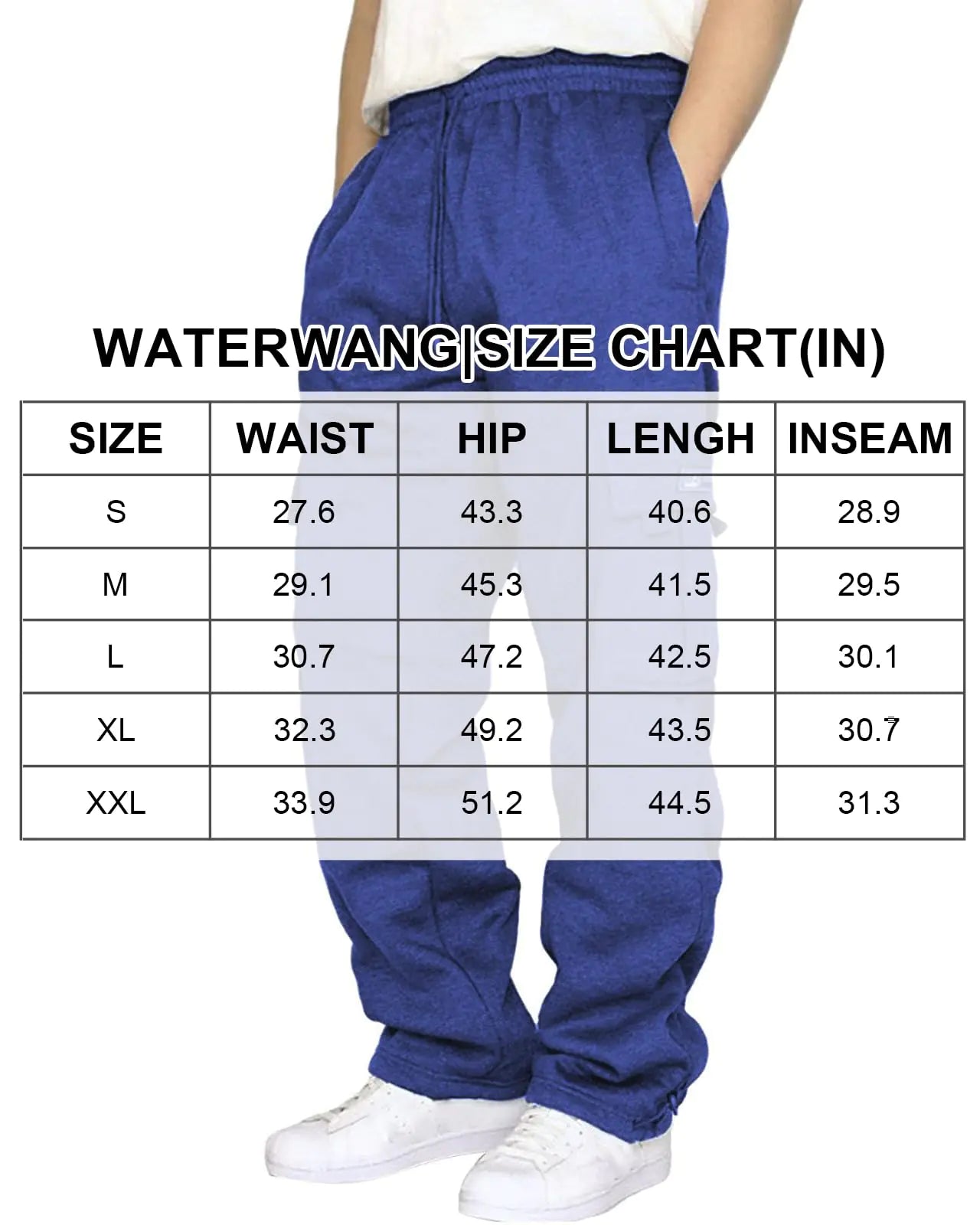 Men's Cargo Sweatpants Casual Fleece Joggers Loose Fit Open Bottom Athletic Pants for Men with Pockets Small Royalblue