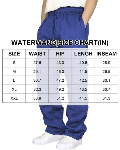 Men's Cargo Sweatpants Casual Fleece Joggers Loose Fit Open Bottom Athletic Pants for Men with Pockets Small Royalblue