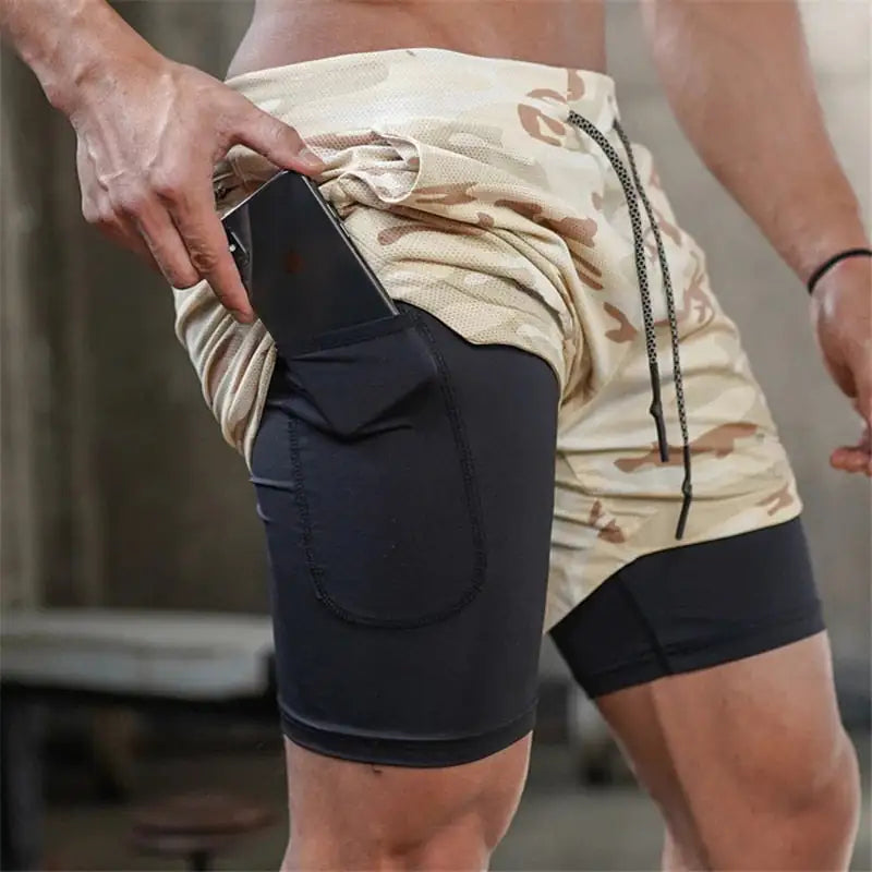 Camo 2-in-1 Running Shorts For Men