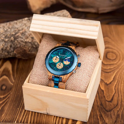 Luxury Wooden Chronograph Watch for Men