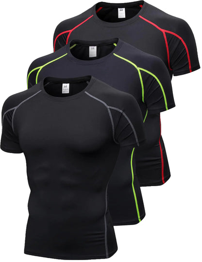 2/3 Pack Mens Compression Shirts Short Sleeve Workout T-Shirt Cool Dry Undershirts Baselayer Sport Shirt Running Tops