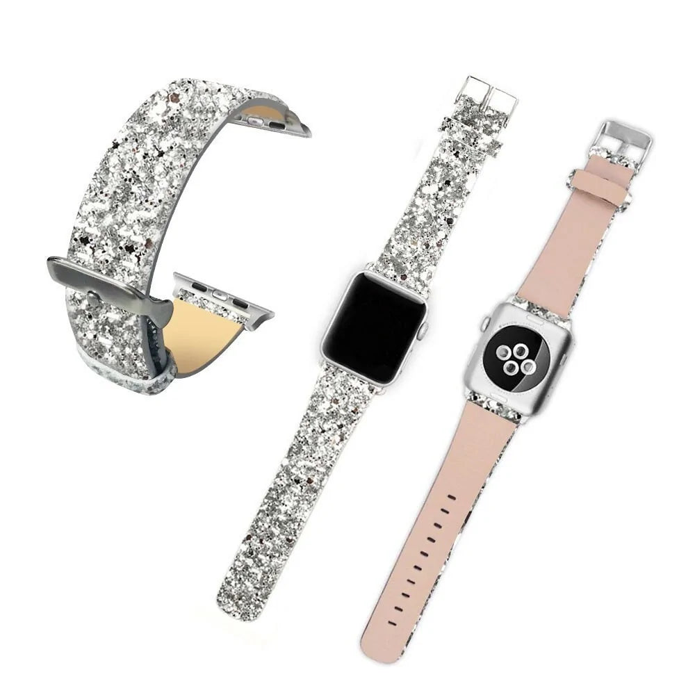 Bling Leather Band for Apple Watch: Series 6, SE, 5/4/3