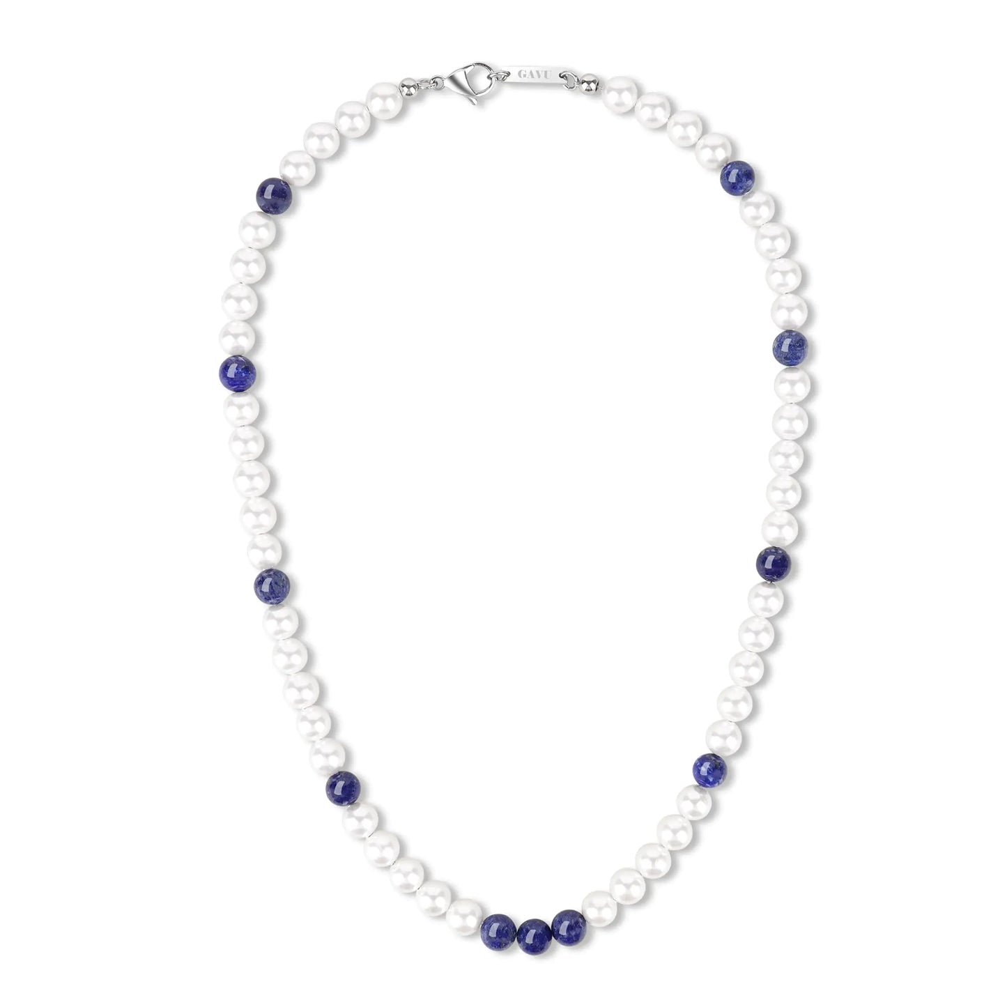 GAVU Pearl Necklace for Men Mens Lapis Lazuli Necklace Crystal Beaded Necklace for Men 20"