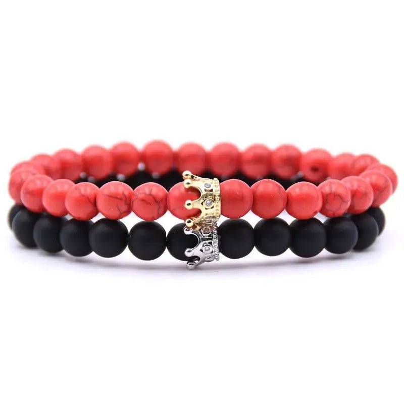 Royalty in Love Beaded Crown Bracelet Set