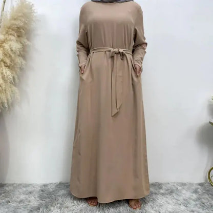 Women's Lace Up Pocket Muslim Dress