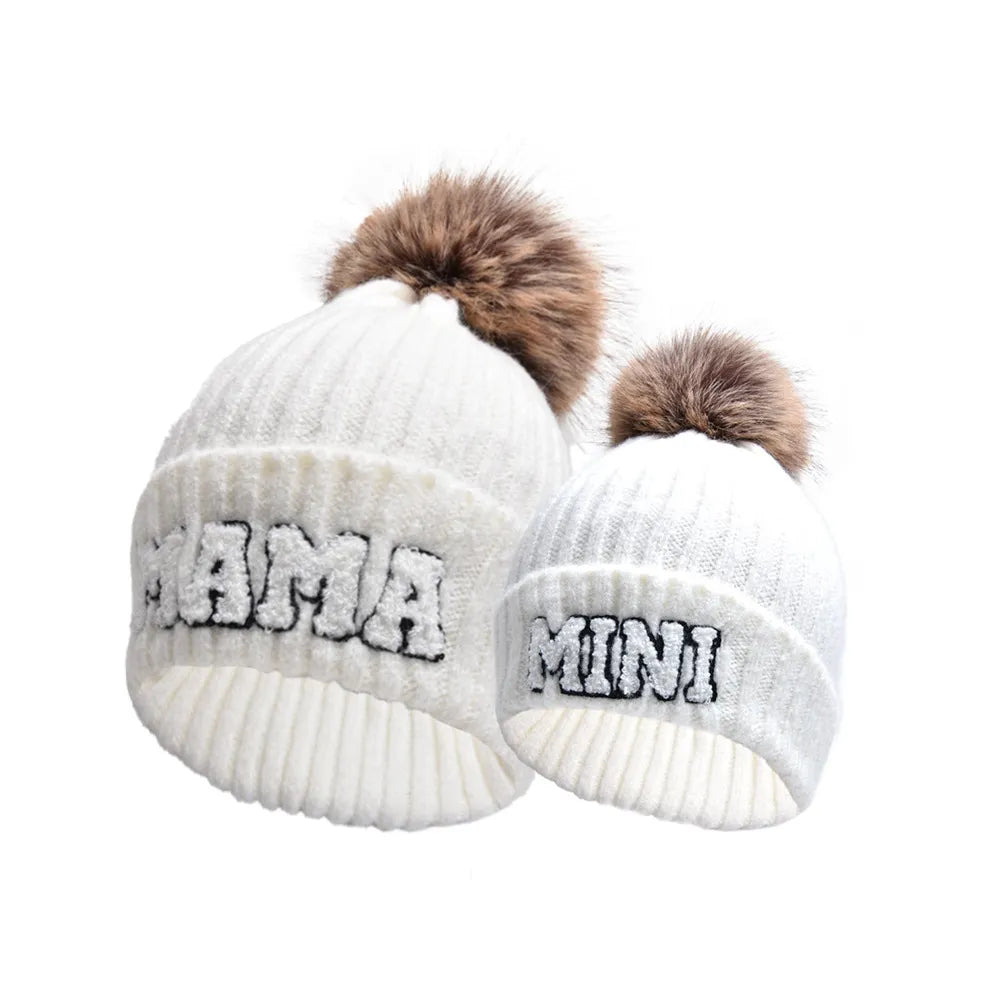 Kunyeah Family Beanie Trio with Pom-Poms