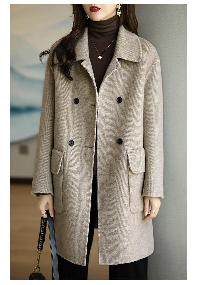 Chic Mid-Length Women's Wool Coat