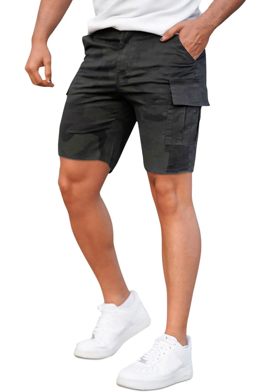 Black Short Pants for Men Skinny Fit Plaid Short Pants for Men(Black132)