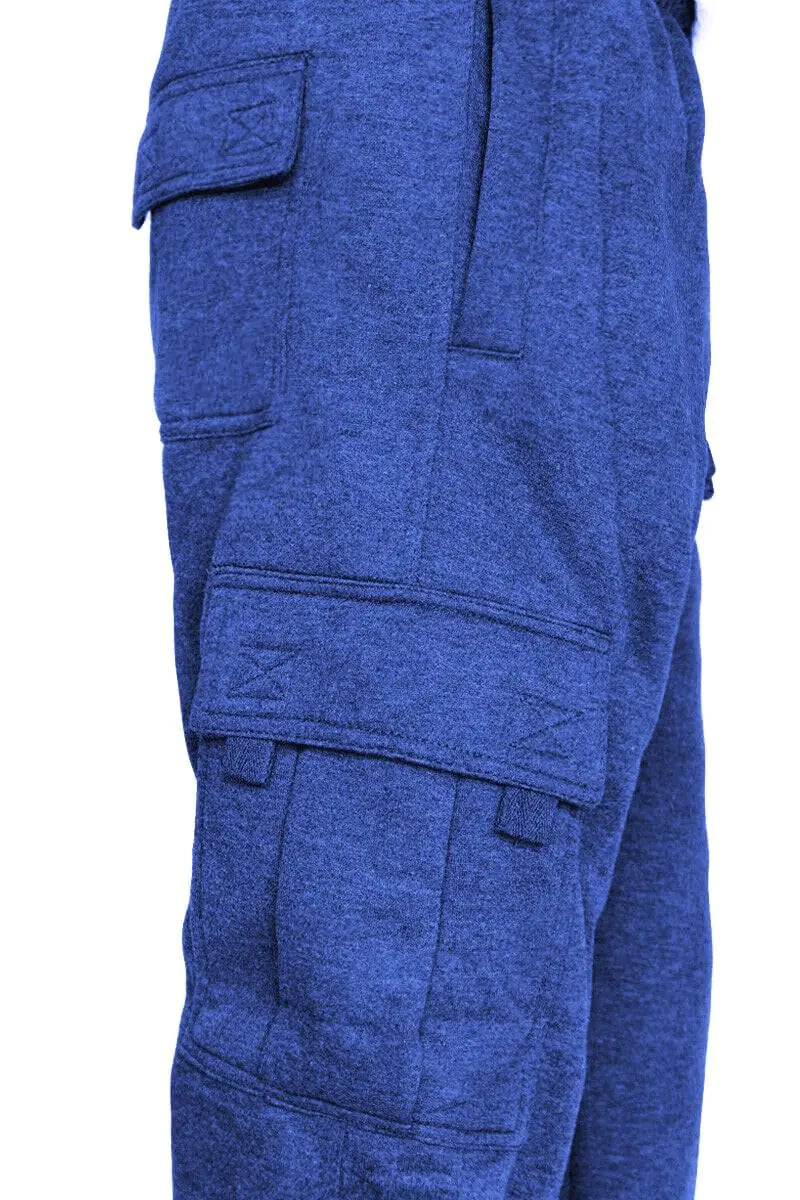 Men's Cargo Sweatpants Casual Fleece Joggers Loose Fit Open Bottom Athletic Pants for Men with Pockets Small Royalblue