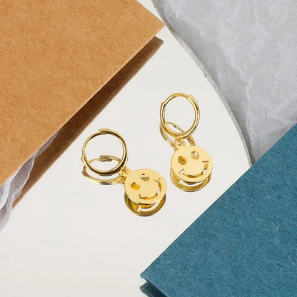 Sterling Silver Smiley Face Drop Earrings for Women