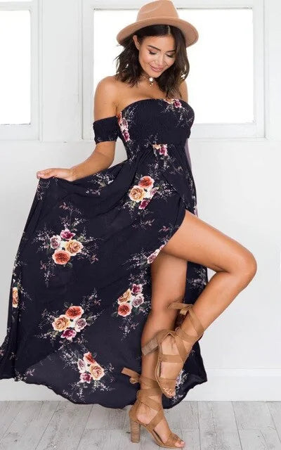 Off Shoulder Sexy Split Beach Summer Dress